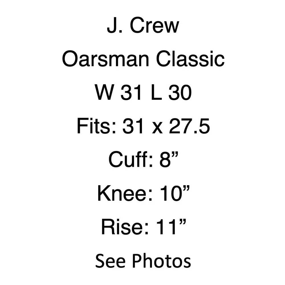 J.Crew Oarsman Linen Mens Pants 31x30 Gray Straight Leg CA092 FITS 31x27.5
